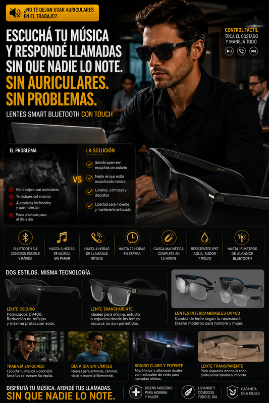 Lentes Smart Bluetooth con Touch